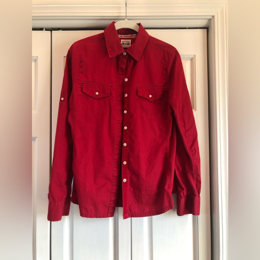 Converse One Star for Target brick red button up blouse